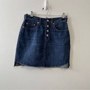 Gap Denim Mini Skirt Women’s Size 26 Cotton Medium Wash Raw Hem Summer Casual